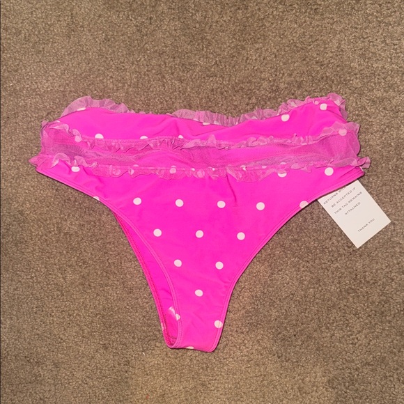 For Love And Lemons Other - For Love & Lemons Pink Polka Dot Swim Bottom
